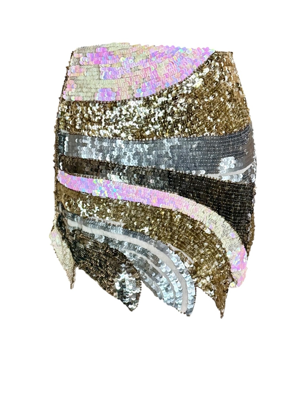  Jen’s Pirate Booty Vintage Sequin Asymmetrical Mini Skirt Size Medium